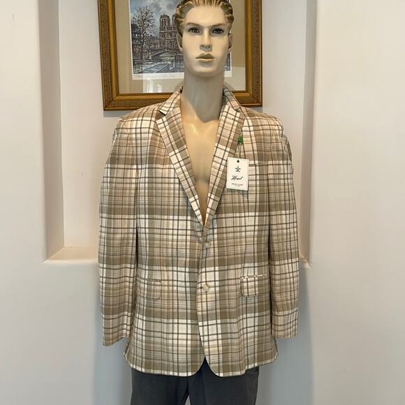 Haspel Premium Tailored Men’s Blazer Plaid Size 44L NWT - Picture 1 of 14